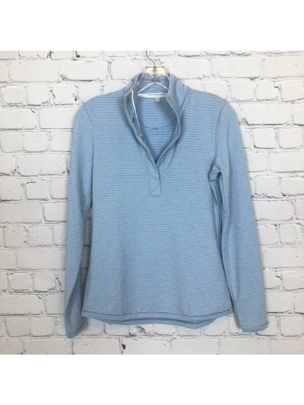 Fairway & Greene Ladies Kate Old School Pullover Size XS Long Sleeve Blue Stripe